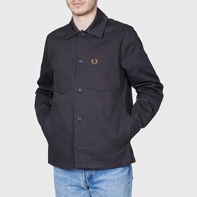 Рубашка Fred Perry Herringbone Overshirt, цвет серый, артикул M7754-297