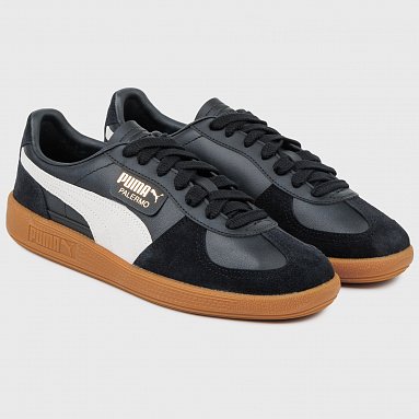 Кроссовки Puma Palermo Leather, цвет черный, артикул 396464-03