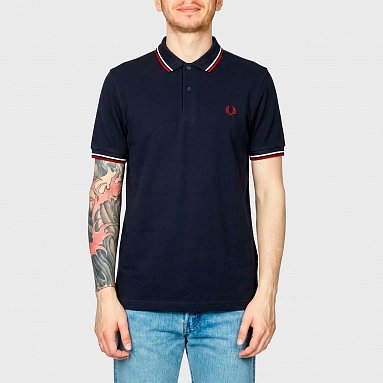 Поло Fred Perry Twin Tipped синий, артикул M3600-T55