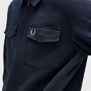Рубашка Fred Perry Twill Zip Through Overshirt, цвет синий, артикул M9833-608