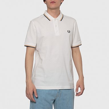 Поло Fred Perry Twin Tipped белый, артикул M3600-P62