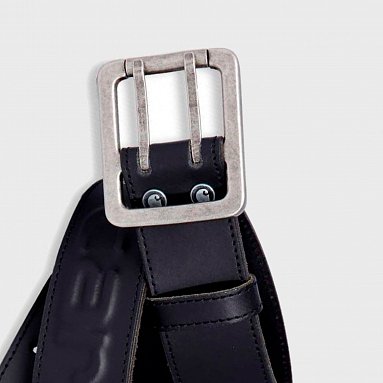 Ремень Carhartt Buff Leather Logo Belt, цвет черный, артикул A0005656