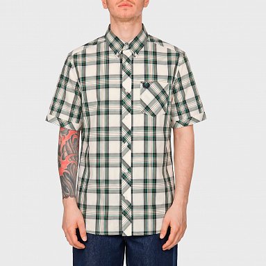 Рубашка Fred Perry Classic Tartan Short Sleeve Shirt бежевый, артикул M2434-560