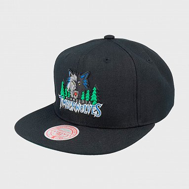 Бейсболка Mitchell & Ness Minnesota Timberwolves Core Basics Snapback  черный, артикул 6HSSJS19079-MTIBLCK