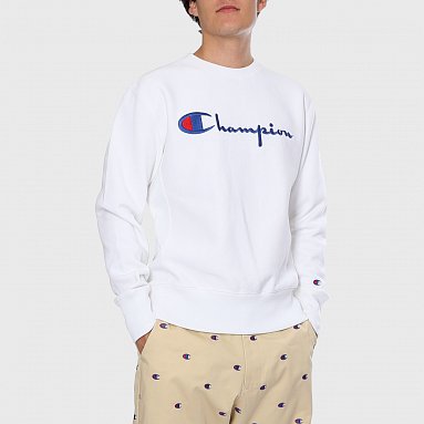 Свитшот Champion Reverse Weave Script Logo Crew Neck белый, артикул 212576-WW001