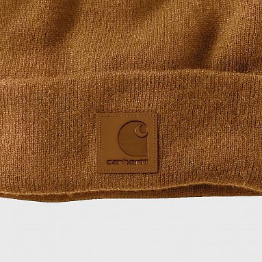 Шапка Carhartt Tonal Patch Beanie, цвет коричневый, артикул 101070-BRN