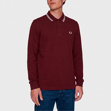 Рубашка-поло Fred Perry Ls Twin Tipped бордовый, артикул M3636-597